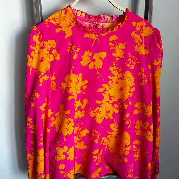Used pink and orange floral blouse. - Picture 2 of 3